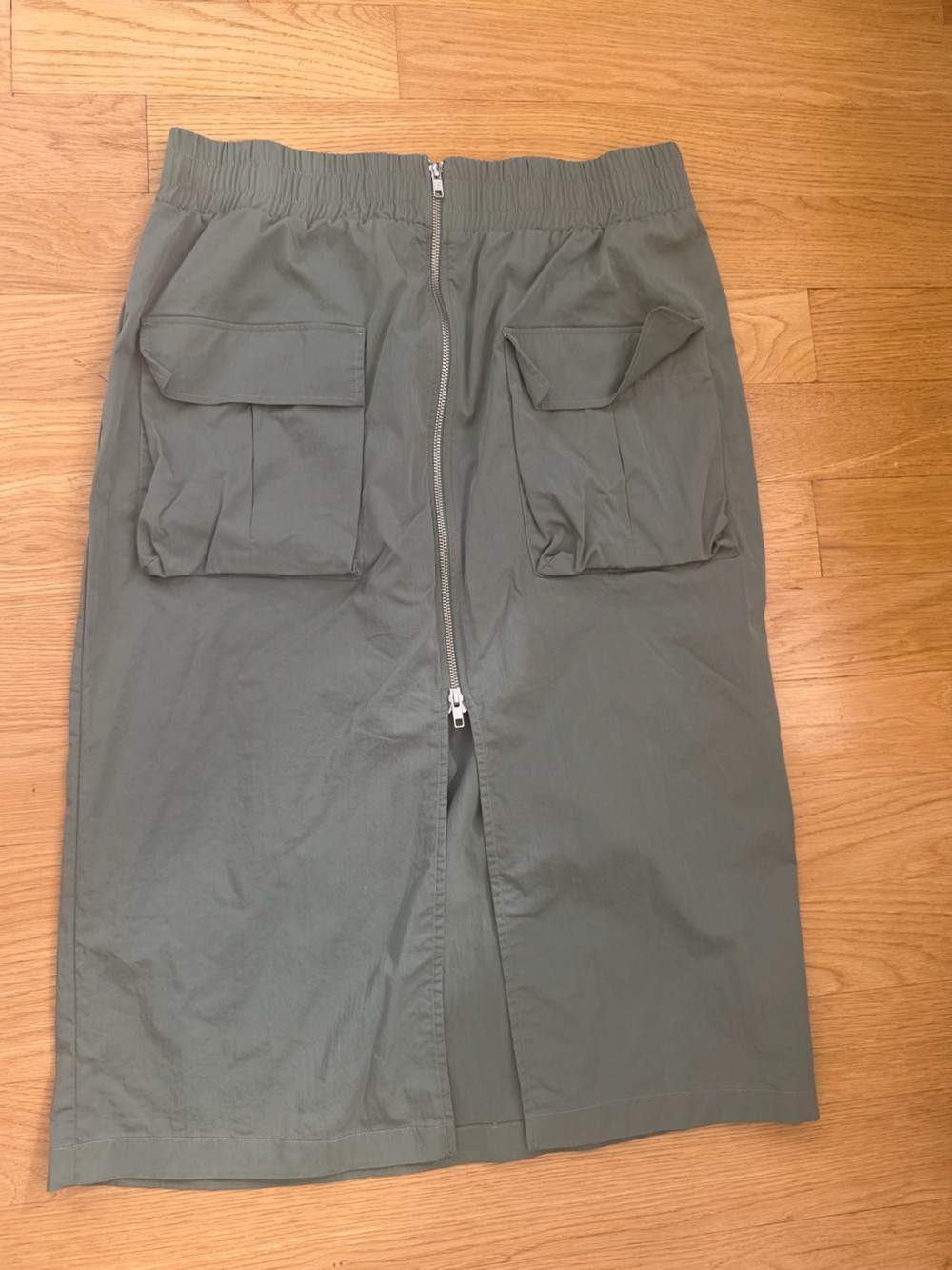 Abercrombie & Fitch Olive Utility Midi Skirt with Front Zip